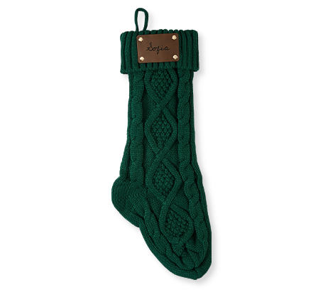 Bas de Noël en tricot personnalisé vert