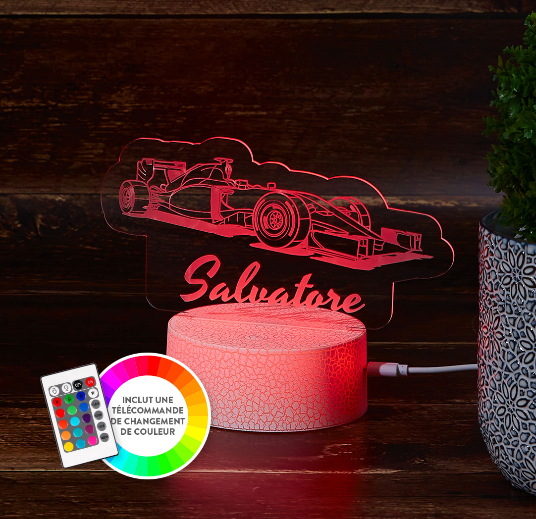 Panneau à DEL personnalisé blanc craquelé - Voiture de course