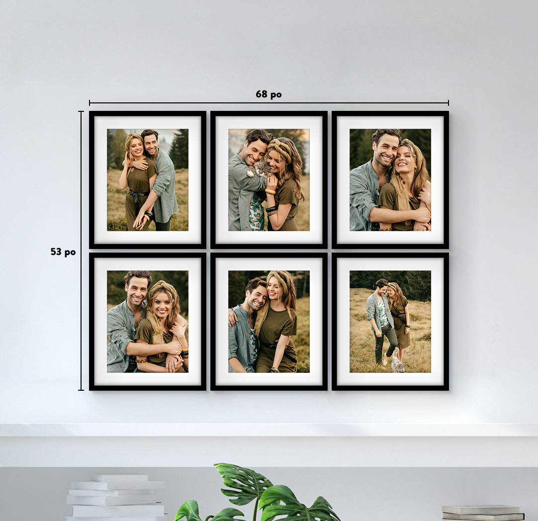 16 x 20 po noir - Ensemble de 6