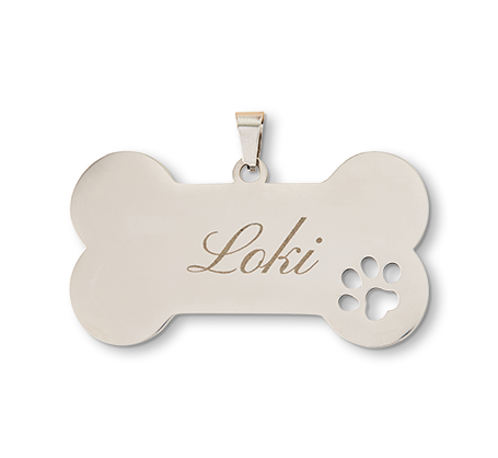 Bone Stainless Steel Pet Tag - Silver Colour