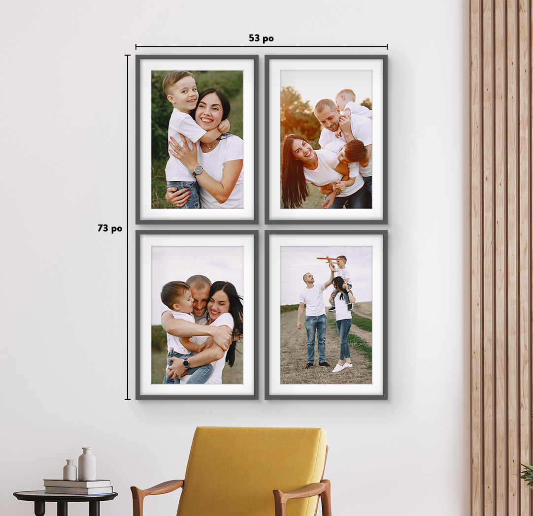 20 x 30 po gris - Ensemble de 4