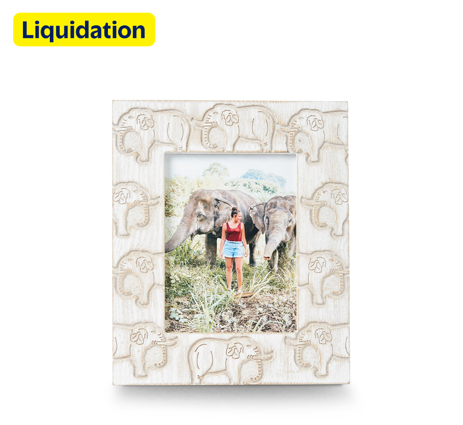 Cadre avec éléphants sculptés 6 x 8 po