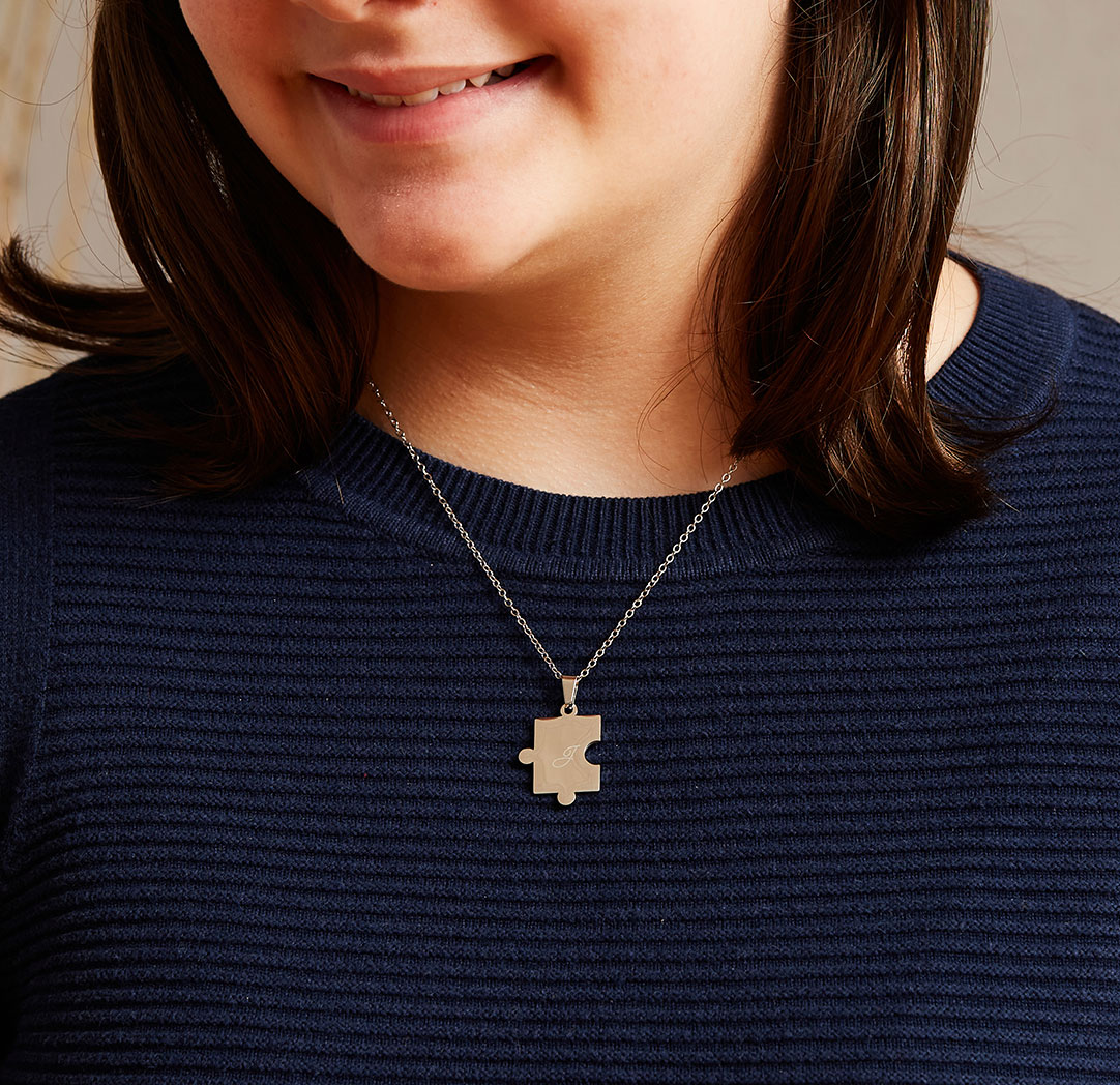 Puzzle Piece Necklace (Set of 2) - Gold Colour