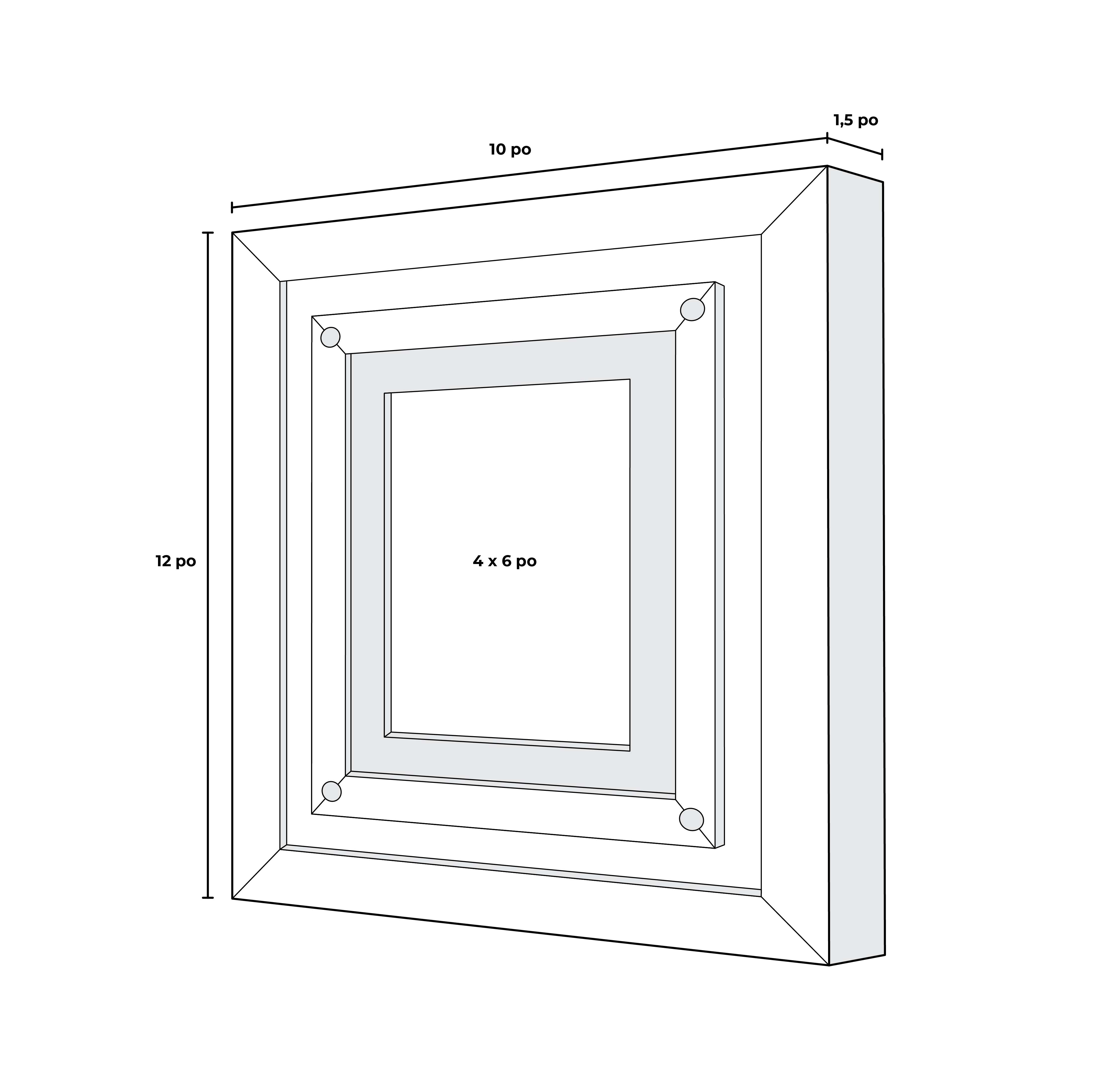 Cadre à rivets en bois blanc 4 x 6 po