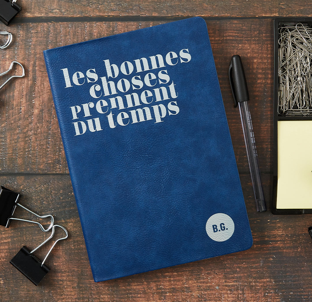 Cahier de notes personnalisé bleu marin