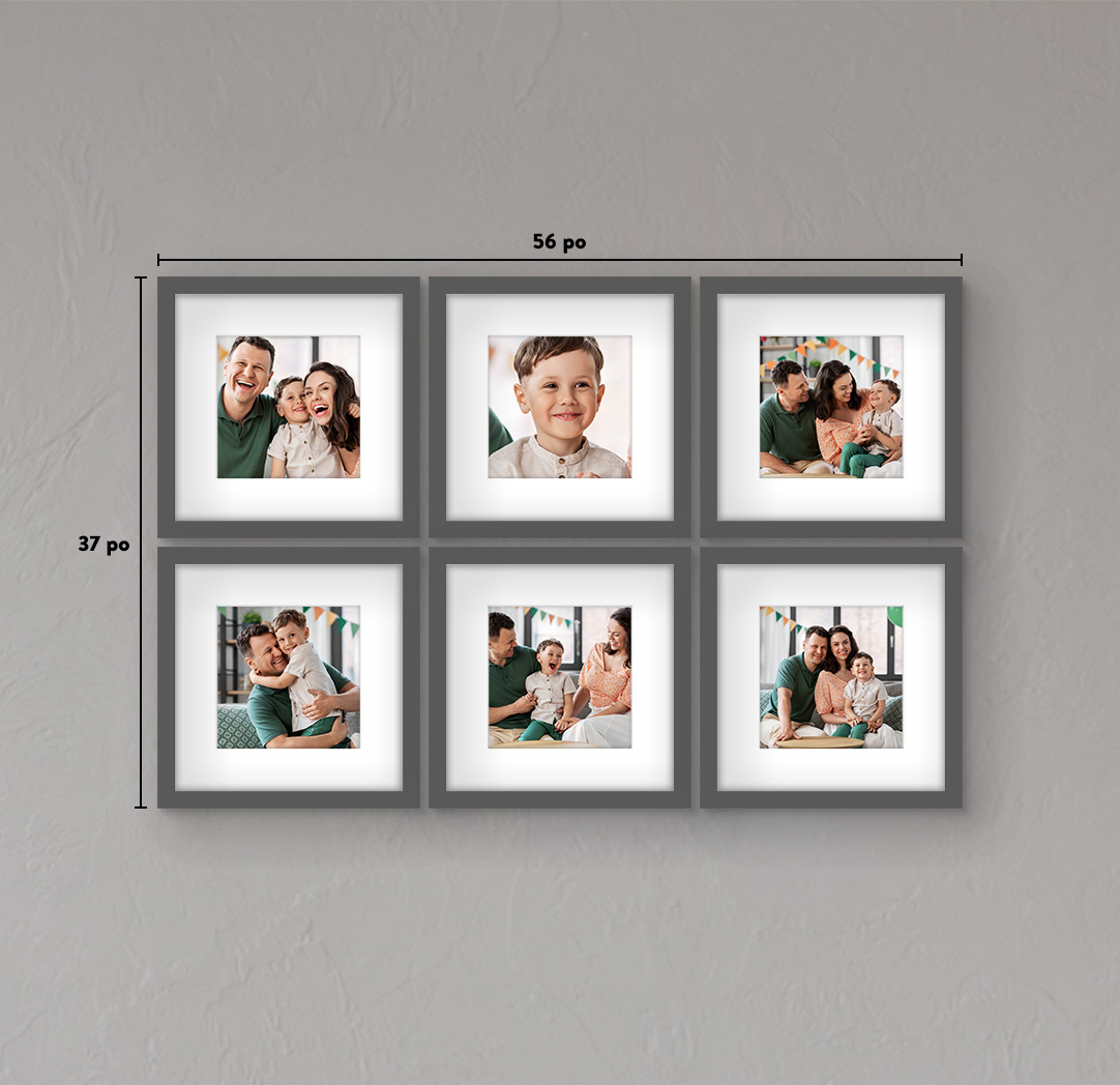 12 x 12 po gris - Ensemble de 6