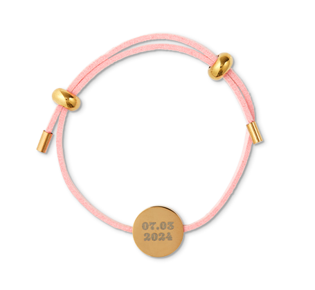 Bracelet en suédine ajustable - rose et or