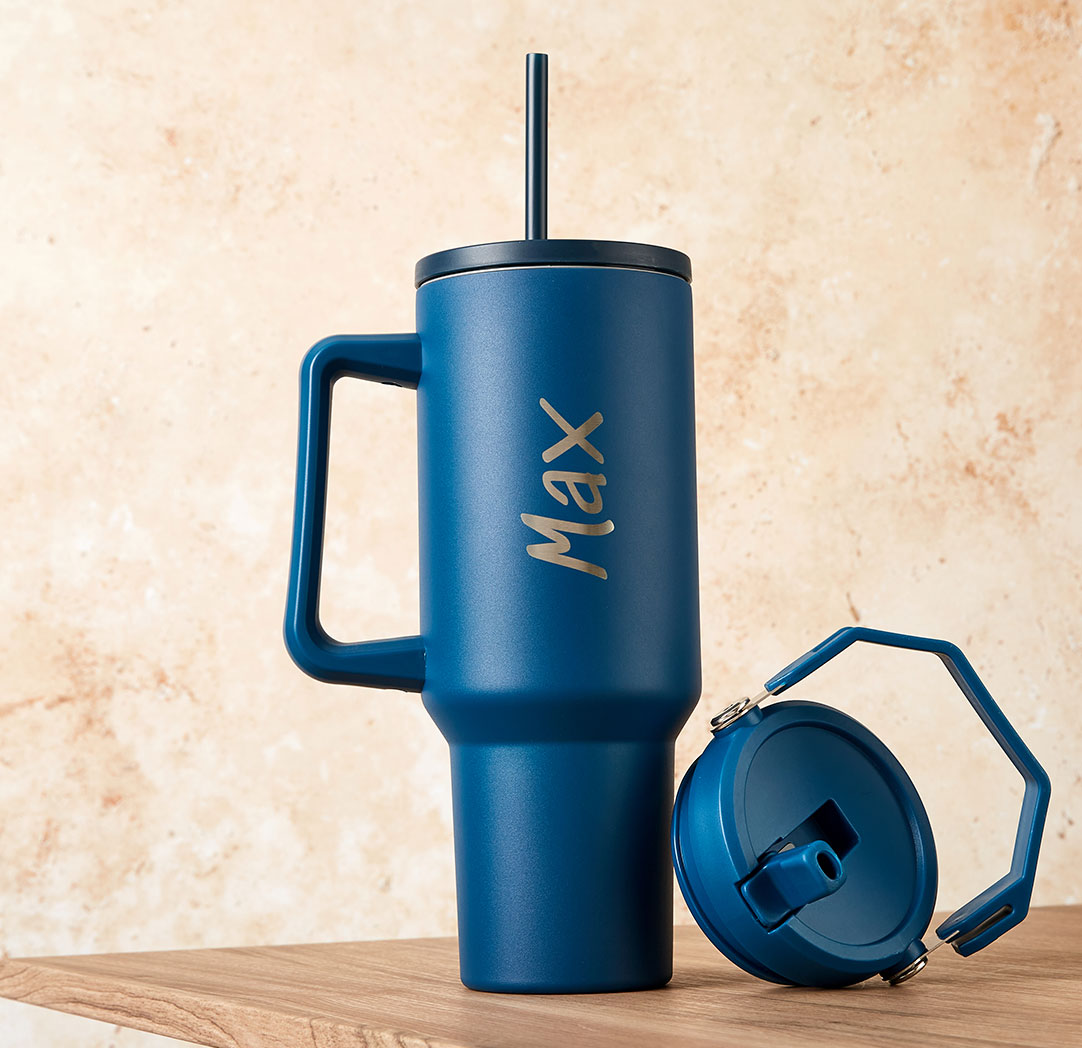 Gobelet de voyage personnalisé bleu marine de 40 oz