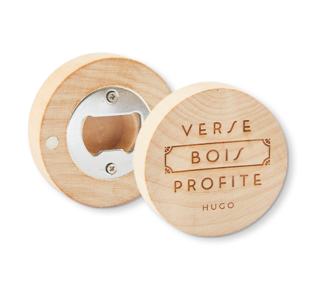 Ouvre-bouteille rond en bois personnalisé