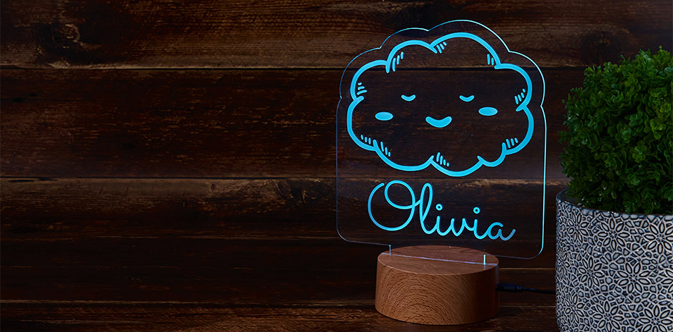 Personalized Wood LED Sign - Cloud