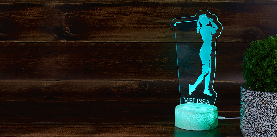 Panneau à DEL personnalisé blanc craquelé - Golfeuse