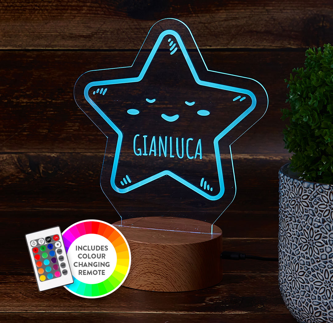 Personalized Wood LED Sign - Star