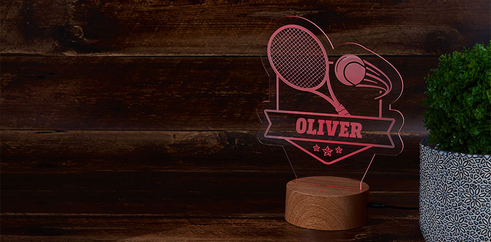 Panneau à DEL personnalisé en bois - Tennis