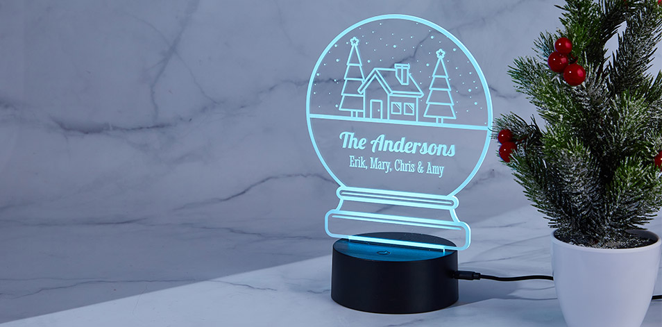 Personalized Black LED Sign - Snow Globe