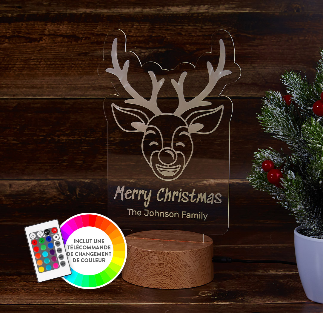 Panneau à DEL personnalisé en bois - Renne