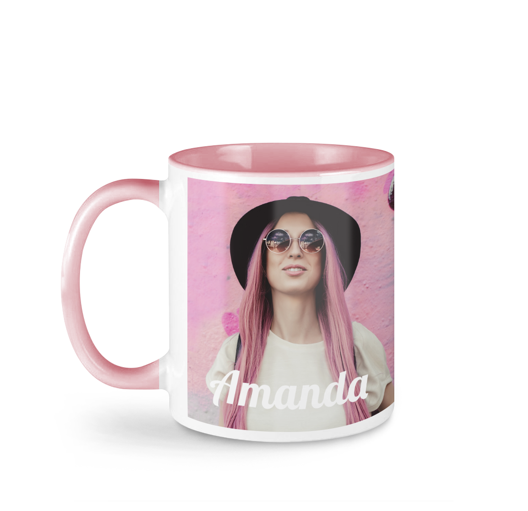 Tasse avec photo de 11 onces - Rose