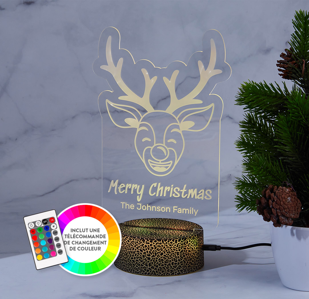 Panneau à DEL personnalisé noir craquelé - Renne