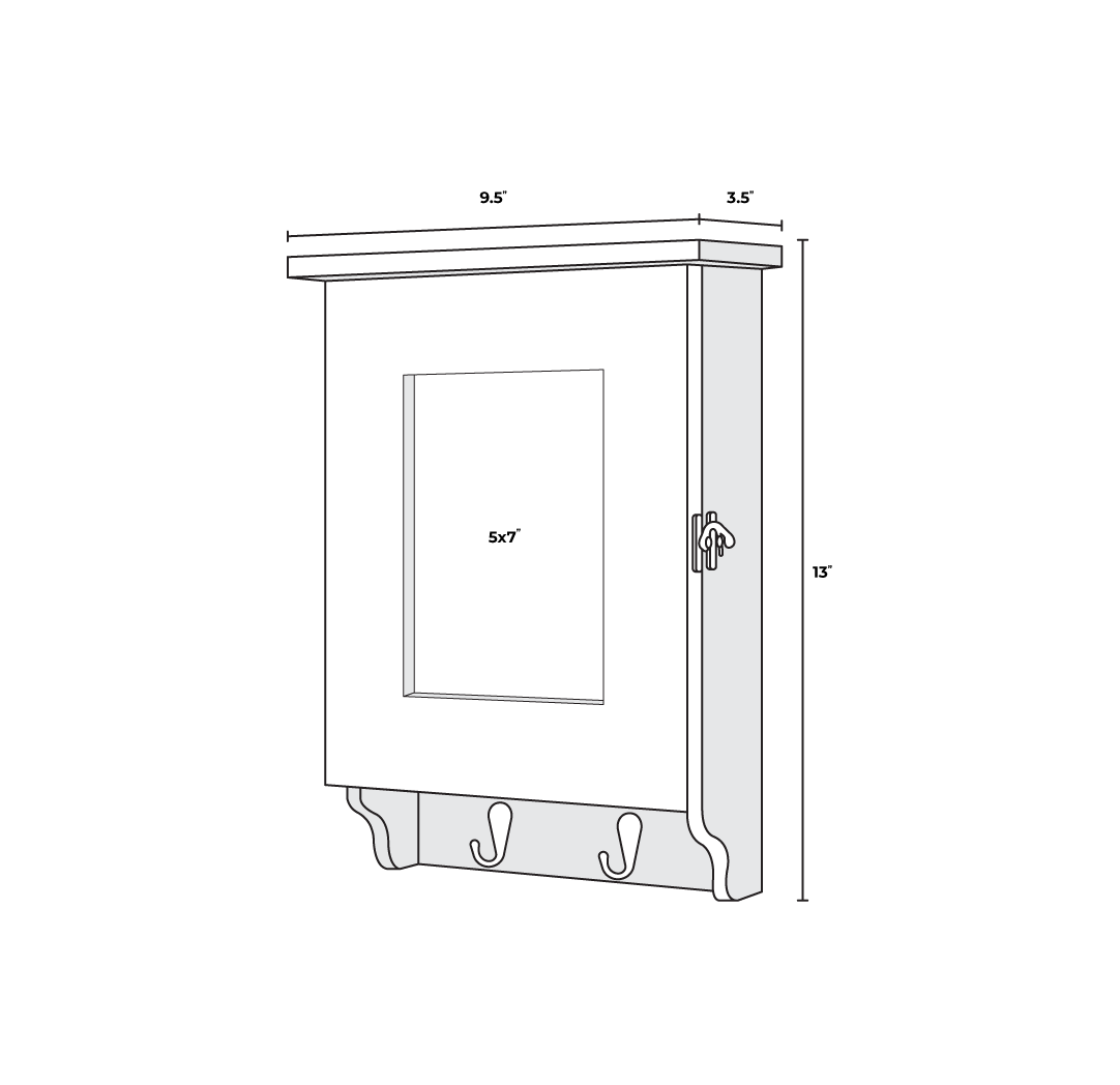 5x7 White Wash Key Hook