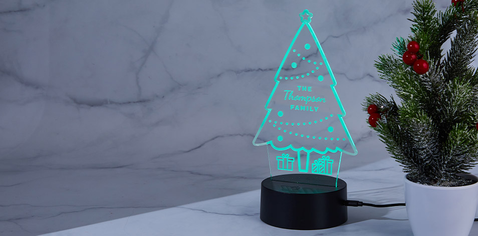 Panneau à DEL personnalisé noir - Arbre de Noël