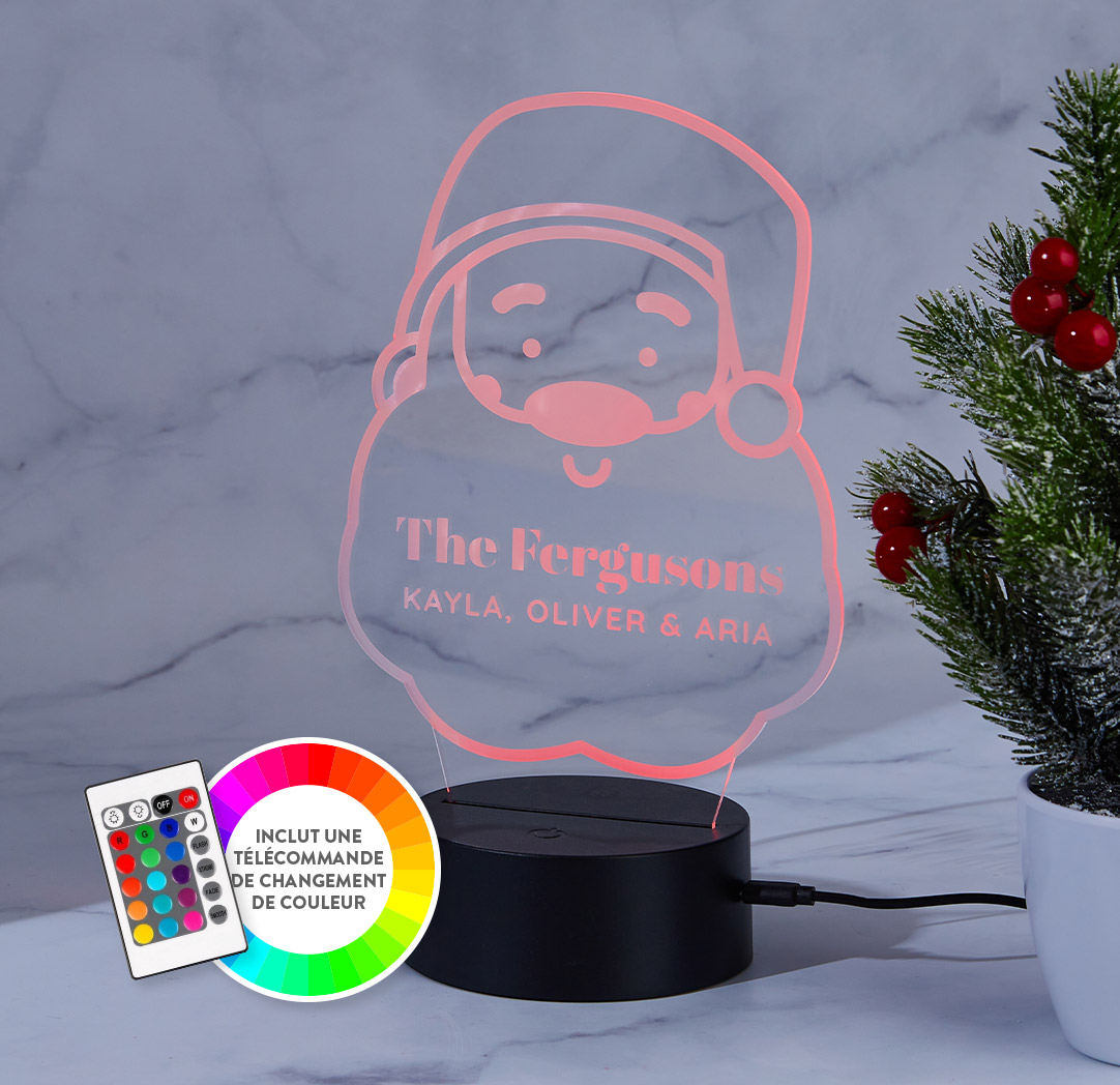 Panneau à DEL personnalisé noir - Père Noël