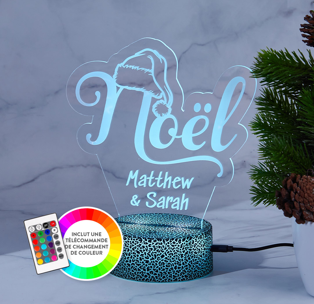 Panneau à DEL personnalisé noir craquelé - Noël