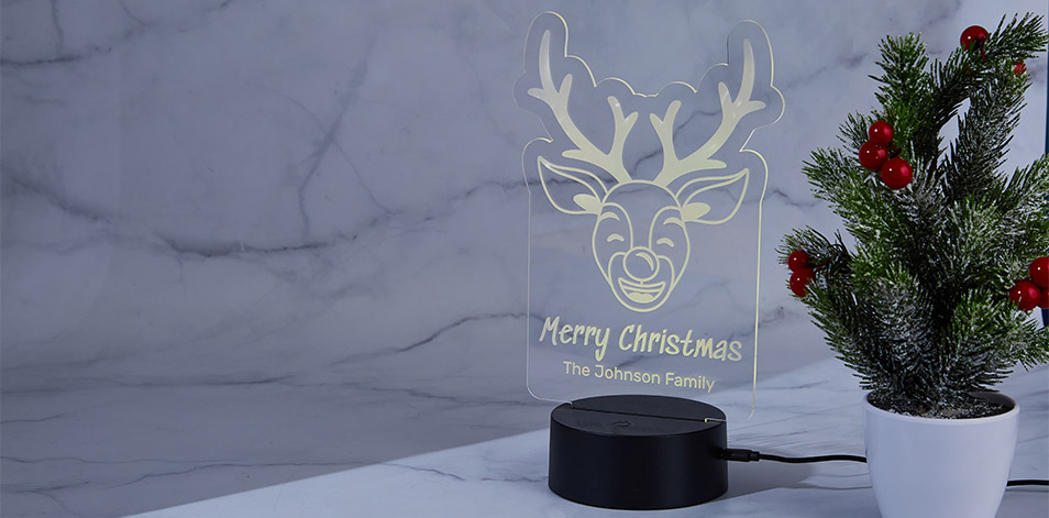 Personalized Black LED Sign - Reindeer