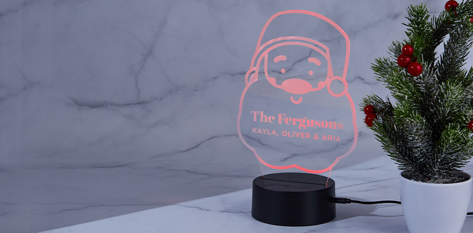 Panneau à DEL personnalisé noir - Père Noël