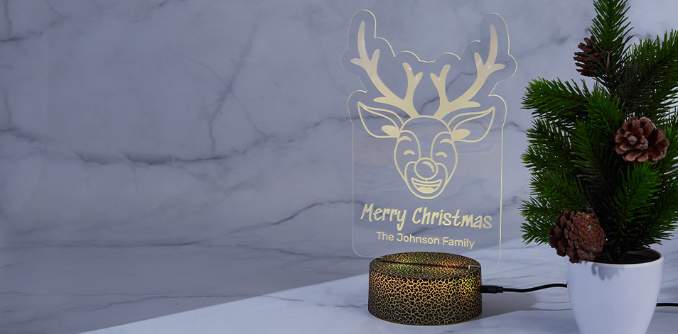 Panneau à DEL personnalisé noir craquelé - Renne