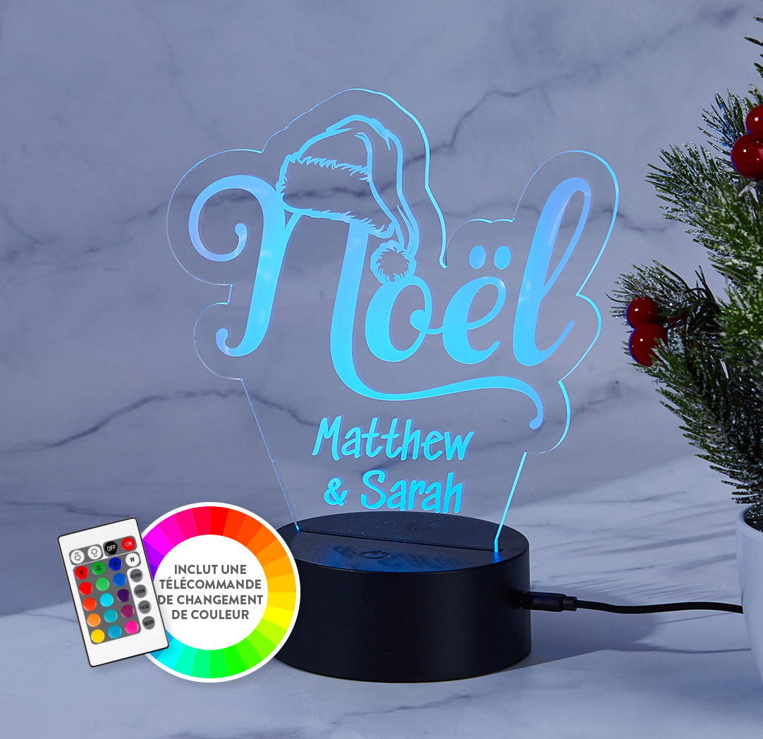 Panneau à DEL personnalisé noir - Noël