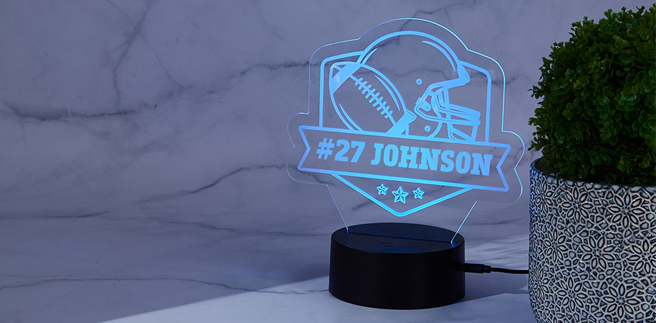 Personalized Black LED Sign - Football