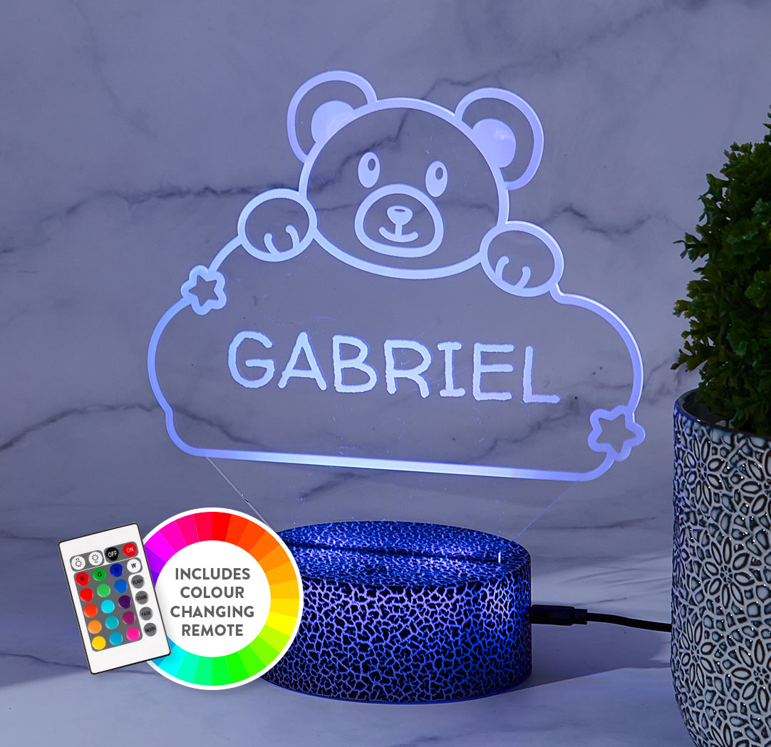Personalized Cracked Black LED Sign - Teddy Bear