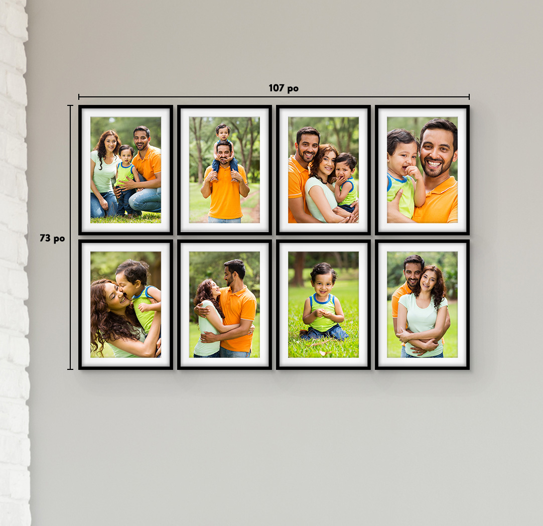 20 x 30 po noir - Ensemble de 8