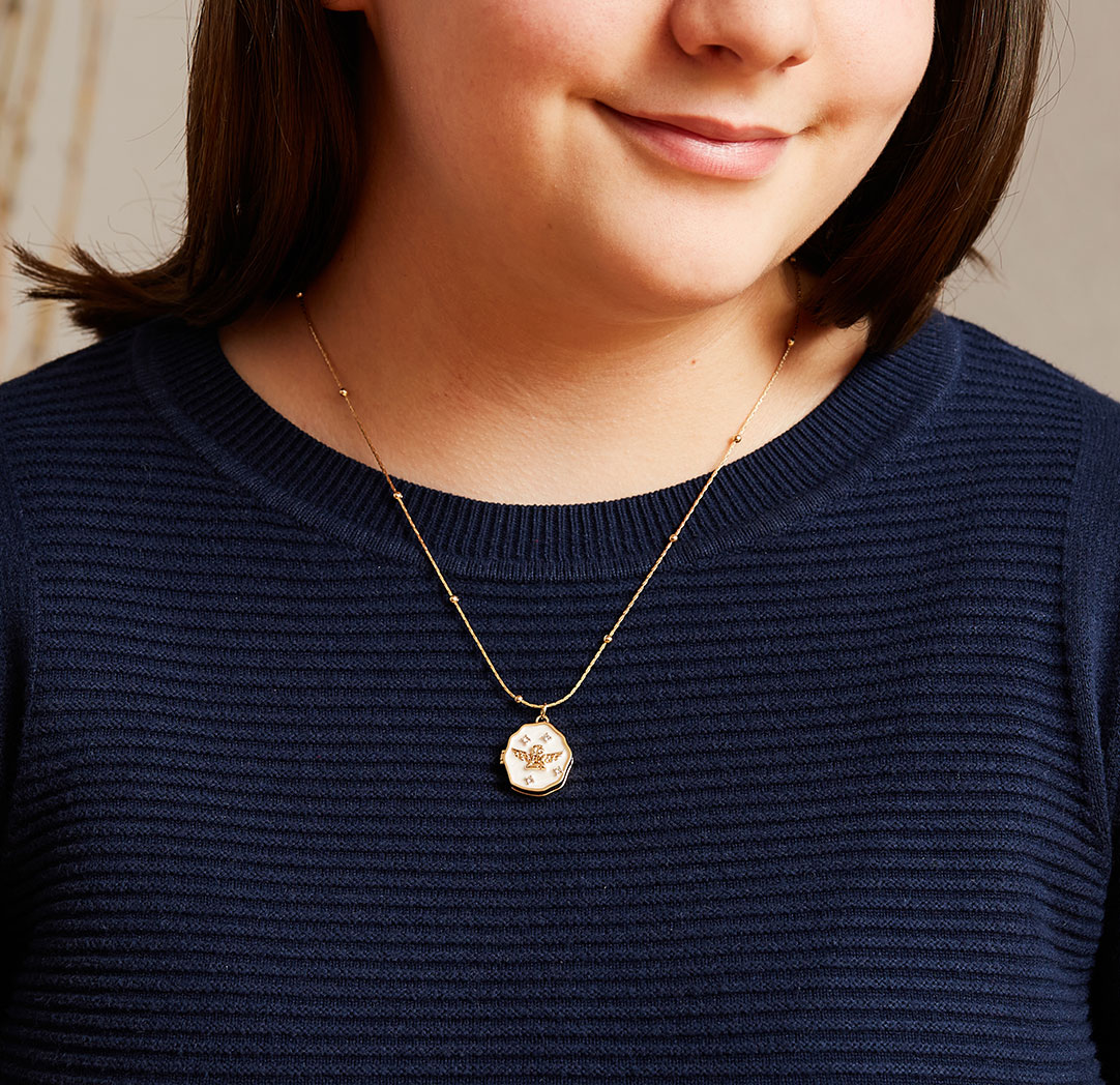 Angel Photo Locket Necklace - Gold Colour