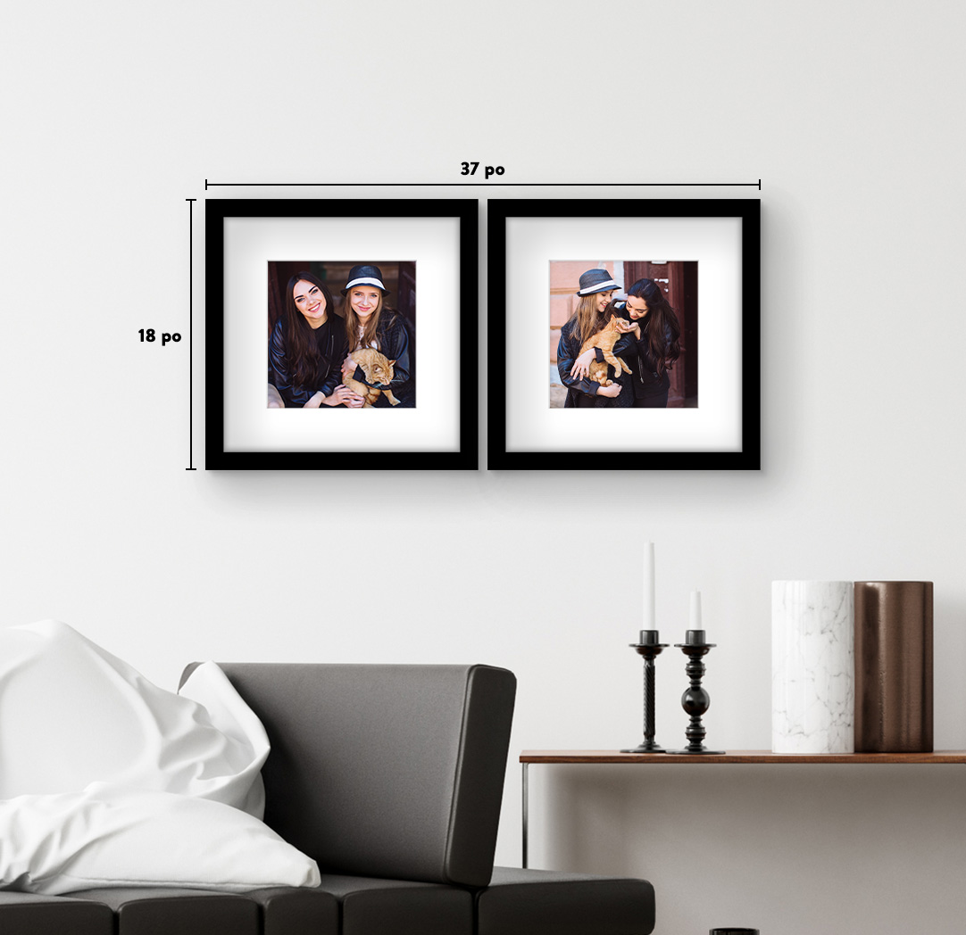 12 x 12 po noir - Ensemble de 2