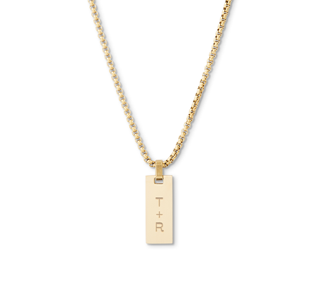 Rectangular Pendant Necklace - Gold Colour