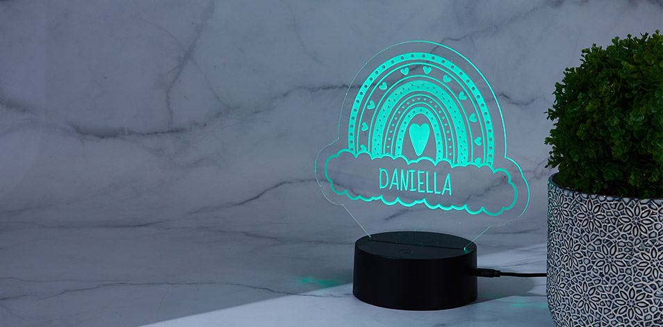 Personalized Black LED Sign - Rainbow