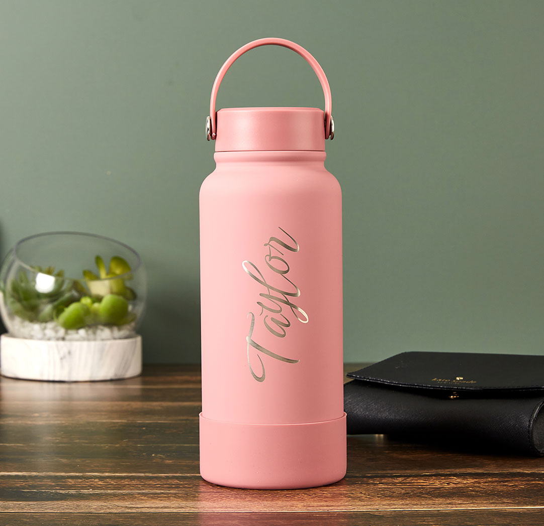 Bouteille à eau personnalisée vieux rose de 1 l