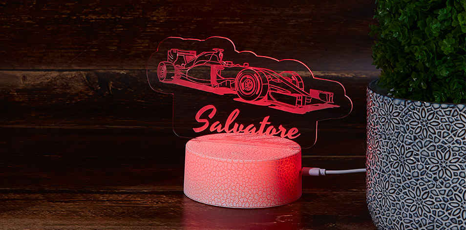 Panneau à DEL personnalisé blanc craquelé - Voiture de course