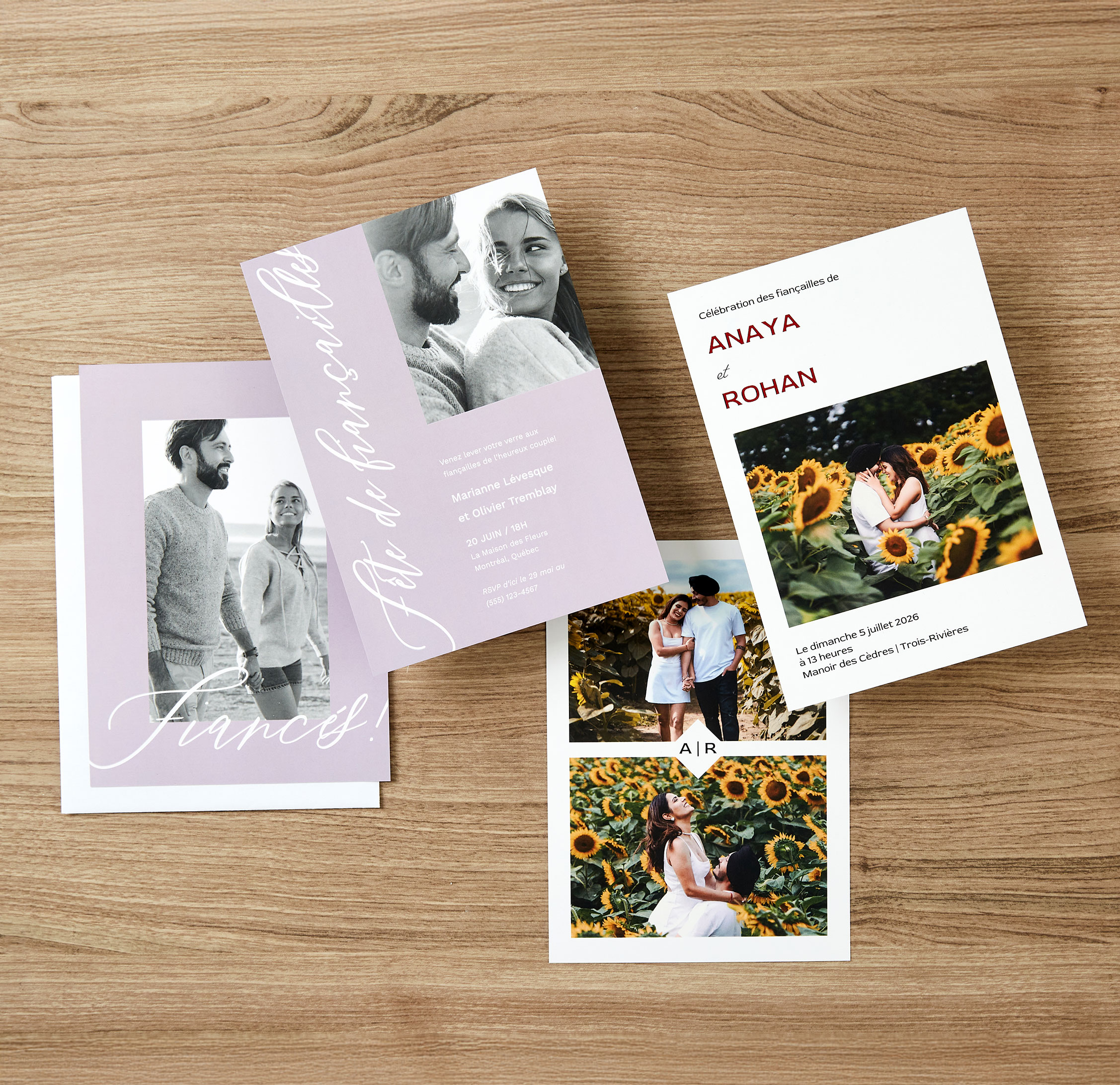 Invitation de fête de fiançailles velours de 5 x 7 po