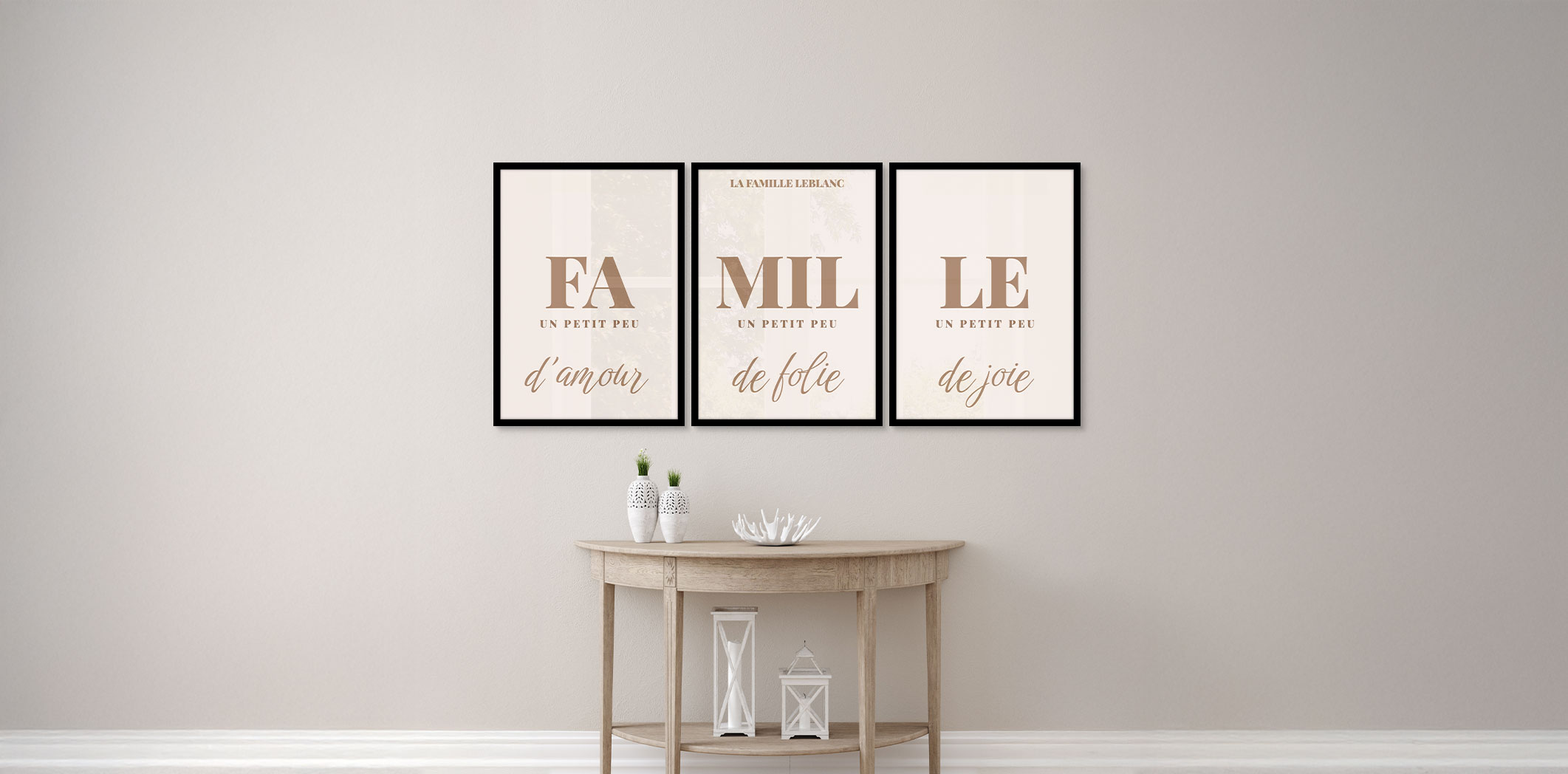 Ensemble de 3 - thématique de 20 x 30 po, cadres noirs