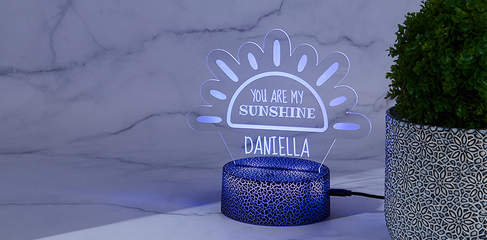 Personalized Cracked Black LED Sign - Sunshine