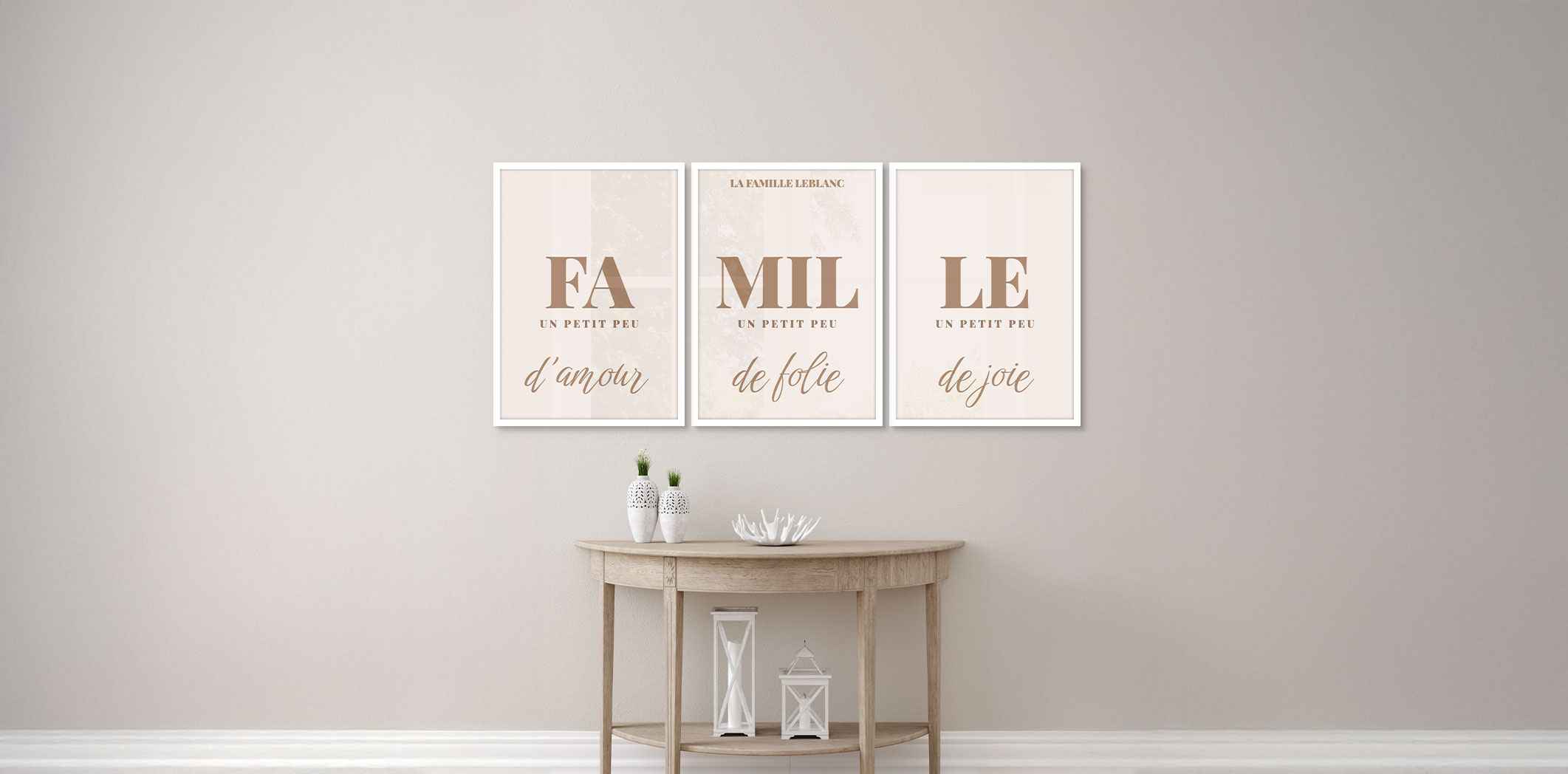 Ensemble de 3 - thématique de 20 x 30 po, cadres blancs