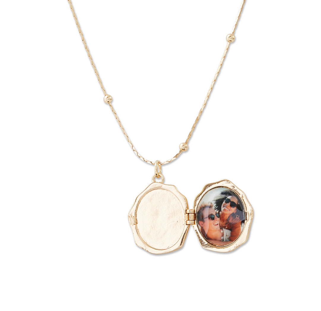 Angel Photo Locket Necklace - Gold Colour