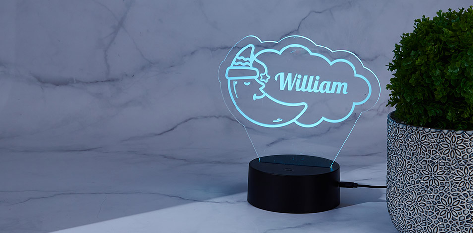 Personalized Black LED Sign - Sleepy Moon