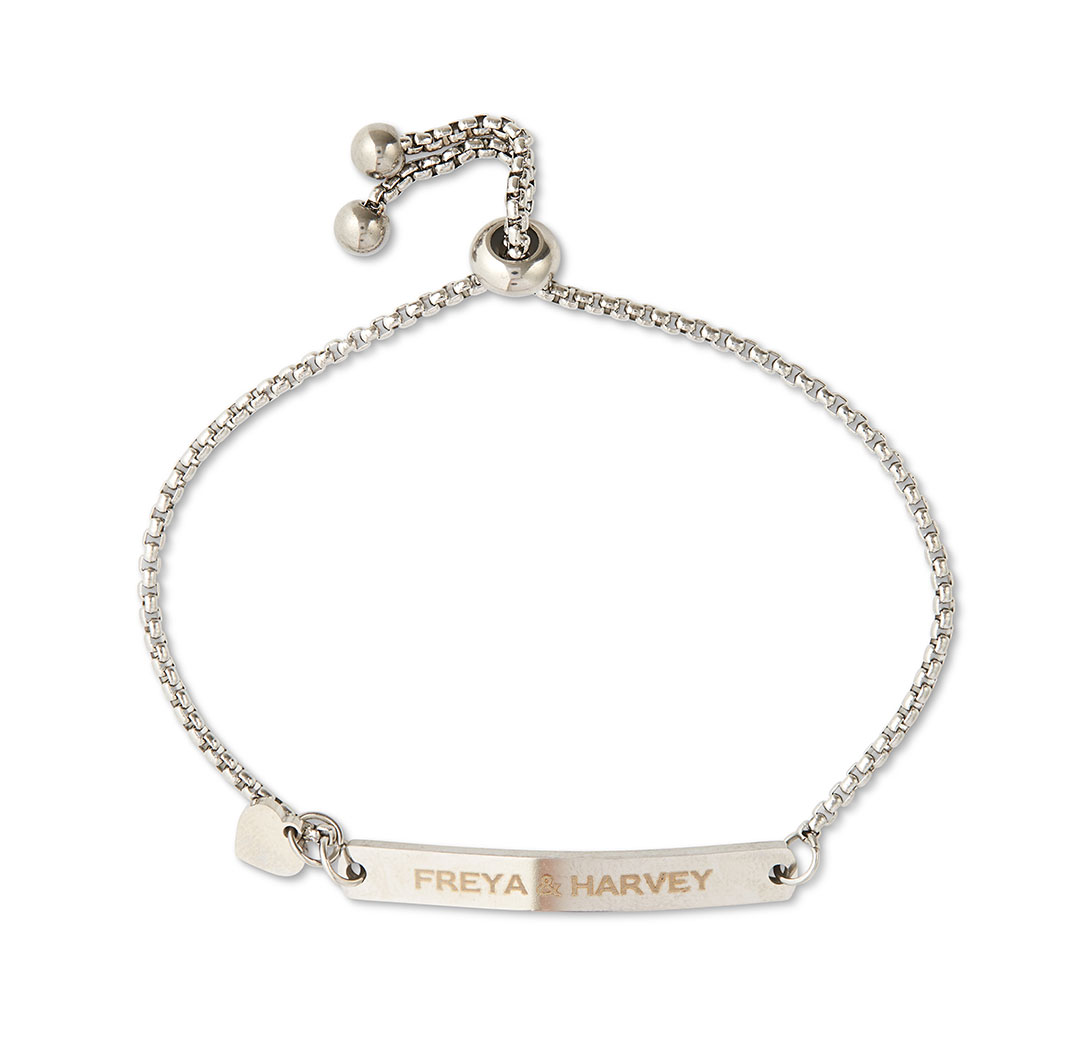 Heart Charm Adjustable Bracelet - Silver Colour