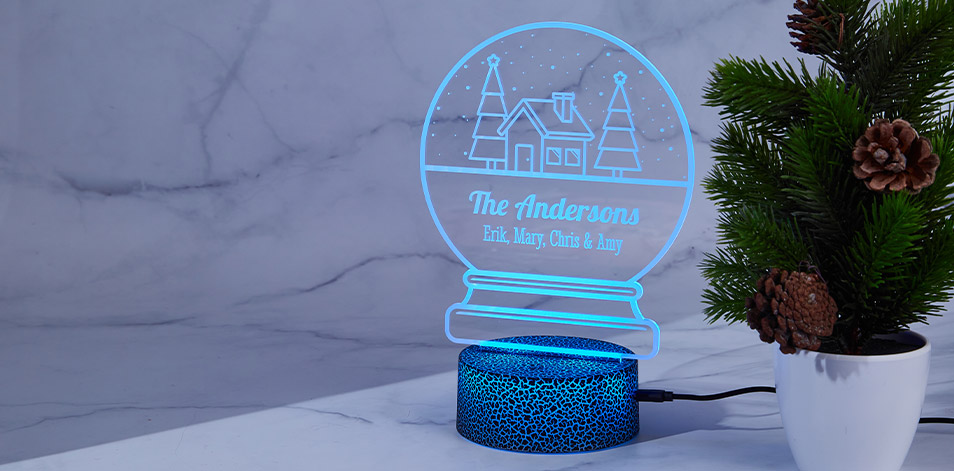 Personalized Cracked Black LED Sign - Snow Globe