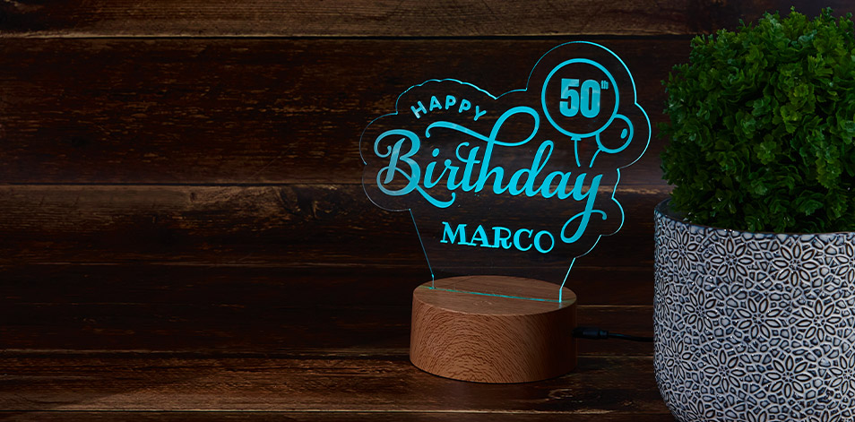 Personalized Wood LED Sign - Happy Birthday