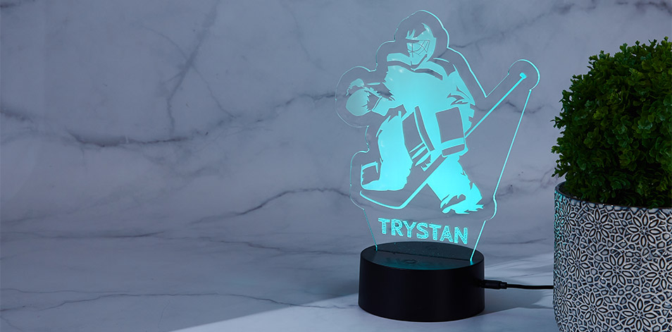 Personalized Black LED Sign - Hockey Goalie