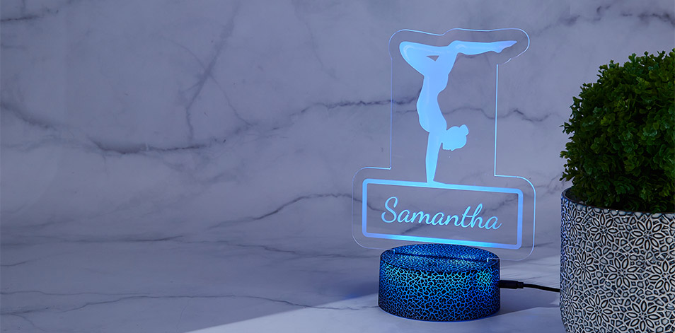 Personalized Cracked Black LED Sign - Yoga Pose