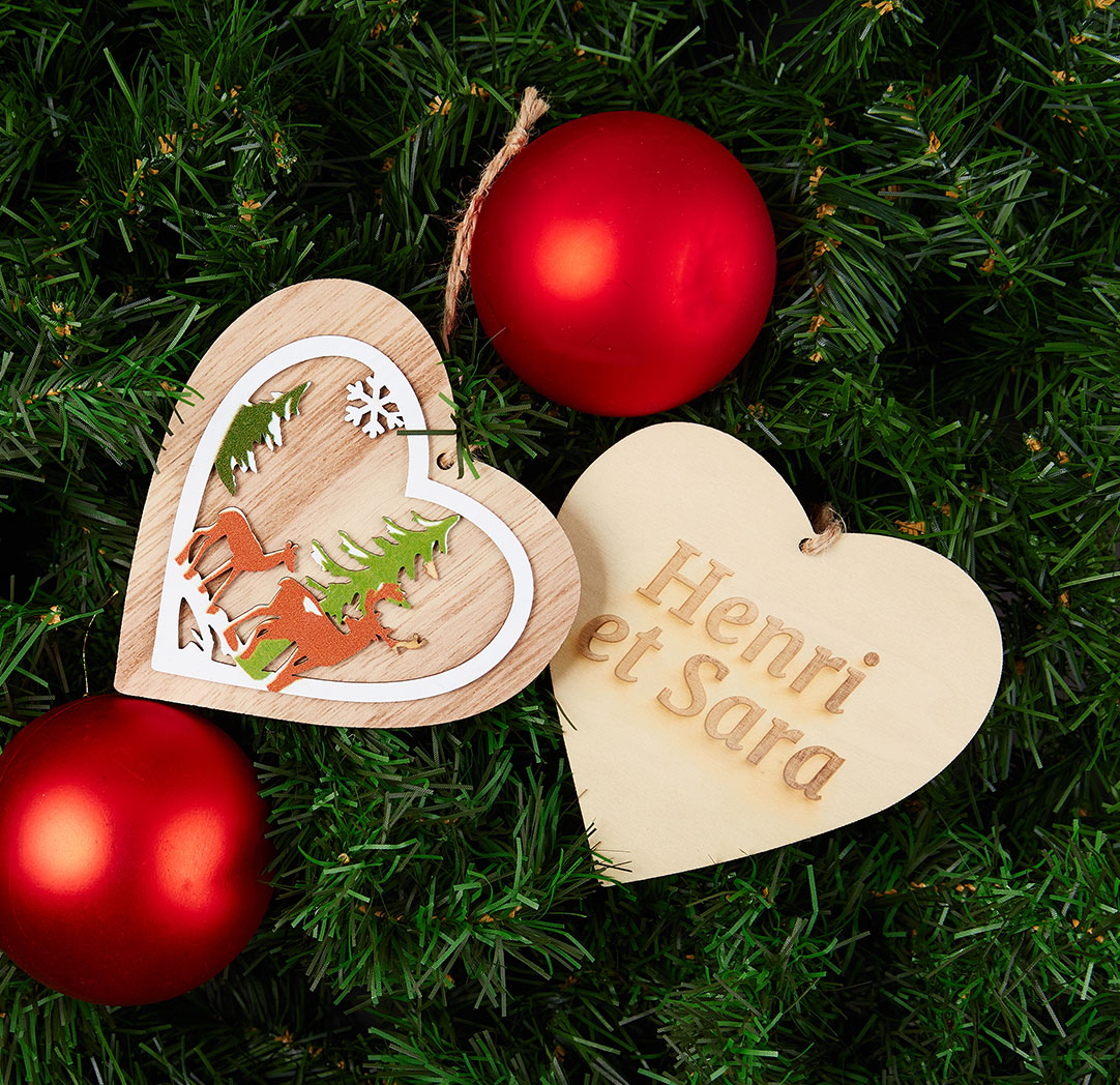 Décoration personnalisée en bois - Coeur